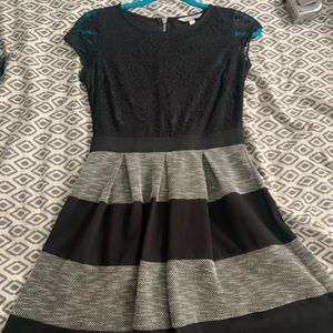 Black and grey cap sleeve dress